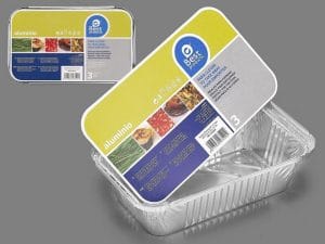 ALUMINIO CONJ. 3 BANDEJA RECT. C/ TAMPA 20 x 12.4 x 4.8 CM