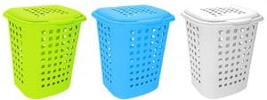 CESTO DE ROUPA SUJA 55 L  C/ TAMPA VERDE CASTANHO E BRANCO