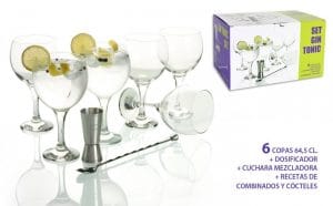 GIN MISKET CONJ. 6 COPOS GIN 645 CC + COPO MEDI. + COLHER