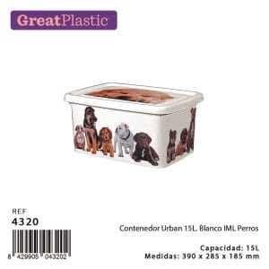 DES. CAIXA PLASTICA C/ TAMPA 15LT CÃES