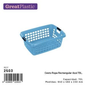 CESTO ROUPA LAVADA 70L AZUL