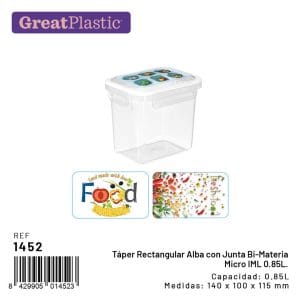 ALBA CAIXA PLASTICO C/ TAMPA 1 L