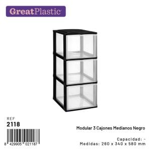 PRETO PRATELEIRA 3 GAVETAS