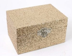 R. Caixa madeira dourada 18 x 10 x 18 CM