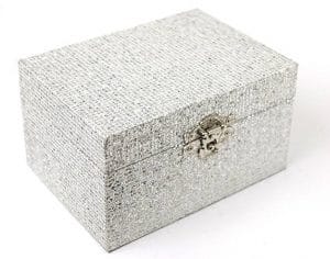 R. Caixa madeira prateada 18 x 10 x 18 CM