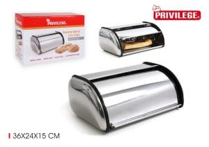 CAIXA DE PAO INOX 36 x 24 x 15 CM