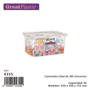 DES. CAIXA PLASTICA C/ TAMPA 8 LT UNICORNIO