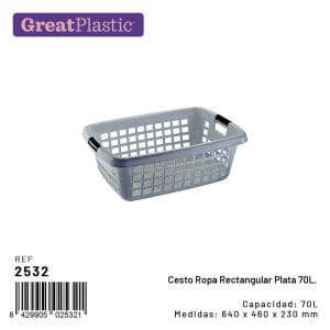 CESTO DE ROUPA LAVADA 70 L CINZA