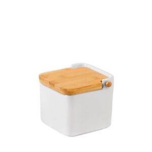 SALEIRO C/ TAMPA DE MADEIRA BRANCO