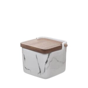 SALEIRO C/ TAMPA DE MADEIRA MARMORE