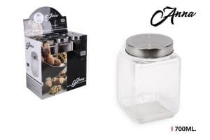 A. FRASCO DE VIDRO C/ TAMPA INOX  700 ML