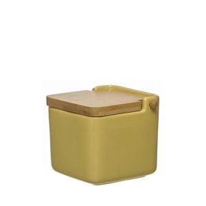 SALEIRO C/ TAMPA DE MADEIRA MOSTARDA