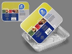 ALUMINIO CONJ. 2 BANDEJA RECT. C/ TAMPA 22.5 x 15.9 x 9.4 CM