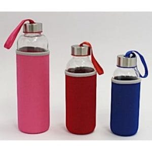 GARRAFA DE VIDRO C/ TAMPA INOX 300 ML