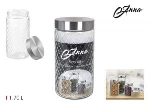 FRASCO DE VIDRO C/TAMPA INOX 1.70 LT