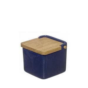 SALEIRO C/TAMPA DE MADEIRA AZUL MARINHO