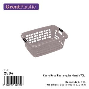 CESTO P/ ROUPA 70 LT RECTANG. BEGE