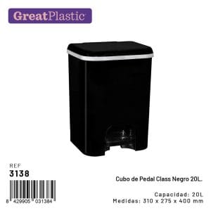 20 LT BALDE LIXO C/ PEDAL PRETO