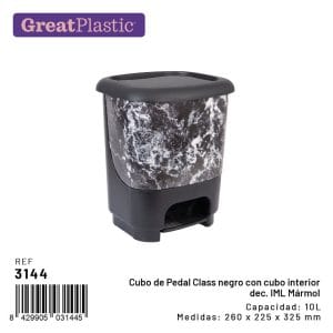10 LT BALDE DE LIXO C/ PEDAL E TAMPA MARMORE