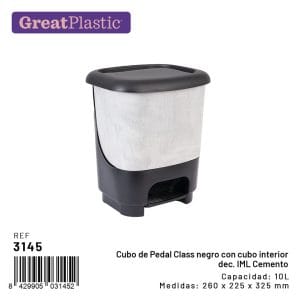 10 LT BALDE DE LIXO C/ PEDAL E TAMPA CIMENTO