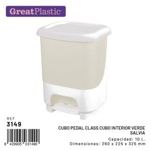 10 LT BALDE DE LIXO C/ PEDAL E TAMPA VERDE