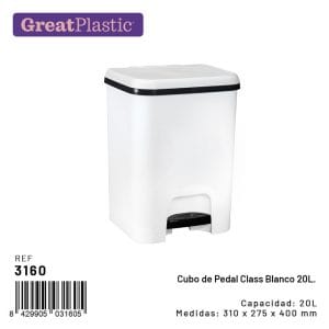 20 LT BALDE LIXO C/ PEDAL BRANCO