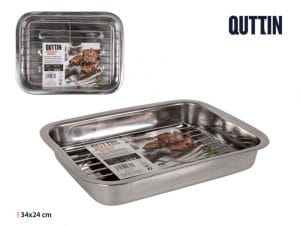 BANDEJA RECT C/GRELHA INOX 33 X 24 CM